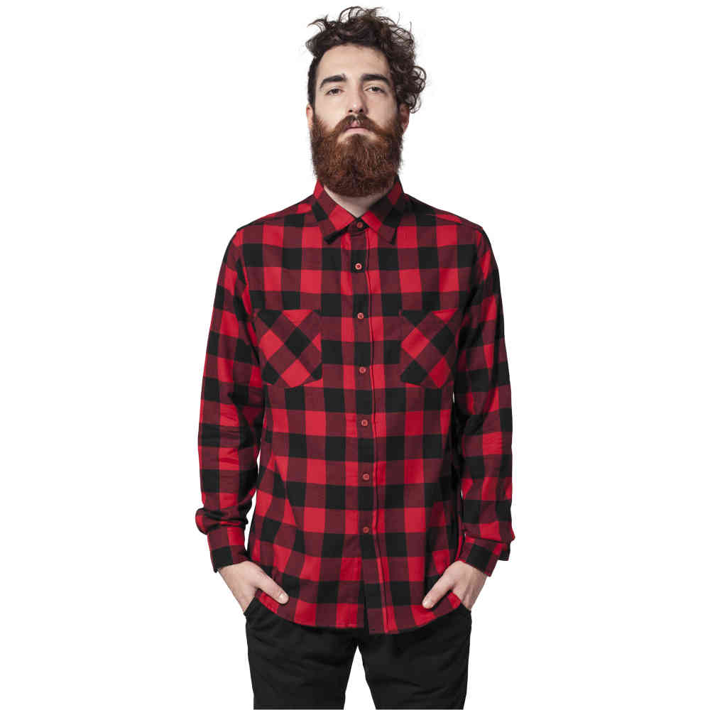 Urban Classics - Checked Flanell Overhemd - Zwart/Rood